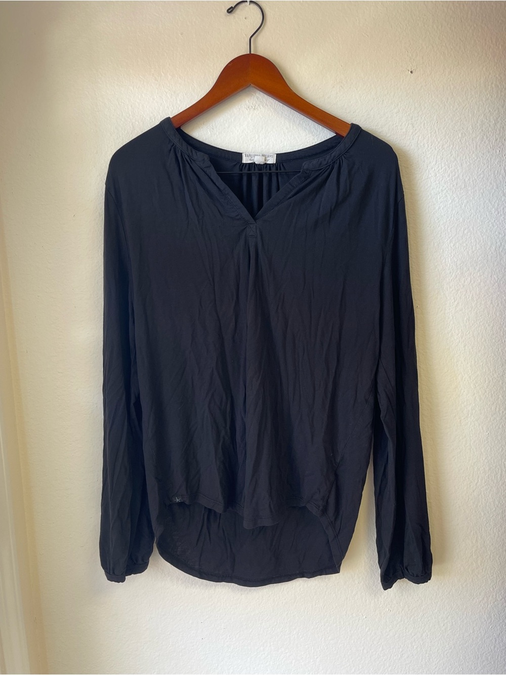 Barefoot Dreams Black Lightweight Long-Sleeve V-Neck Top